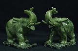 Unique Gift Idea for Dad < 50 - 3" Lucky Jade Elephants Paper Weights - 2 pc. Set