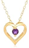 Yellow Gold Overlay Sterling Silver Amethyst Heart Pendant, 18