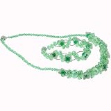 Green Flower Bead Necklace and Bracelet - 18 Necklace - 8 Bracelet - Magnetic Clasp