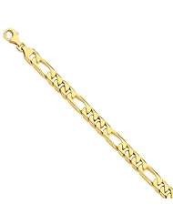 14k Yellow Gold 8in 8mm Hand-polished Figaro Link Chain Bracelet