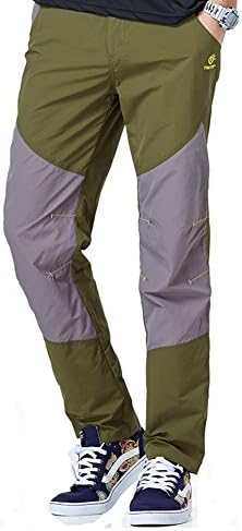 TECTOP Men's Colorblock Quick Dry Hiking Camo Belted Sports Pants Army Green 2XL