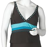 Christina Women's Plus Ocean Horizon Halter Tankini Top with Transformable Straps, Brown, ?2X