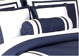 Navy and White Hotel Spa Collection Neckroll Bolster Pillow