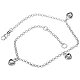 VINANI German 925 Sterling Silver Anklet with three Hearts 8.9