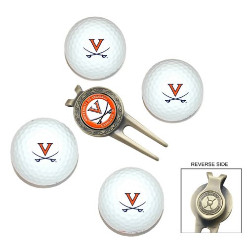 Virginia Cavaliers Pack Of 4 Golf Balls And Divet Tool Gift Set From Team Golf