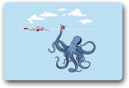 Door Mat Funny octopus Durable Heat-23.6"(L)x15.7"(W) 3/16" Doormat