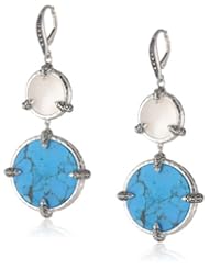 Judith Jack "Coins" Sterling Silver, Marcasite, Turquoise and Mother-of-Pearl Drop Earrings