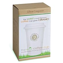 Gerson Ceramic Eco Coffee Cup with Silicone Sleeve and Lid, White