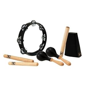 Latin Percussion World Beat Wb940 Rhythm Essentials Kit With Tambourine, Cowbell, Maracas And Claves.