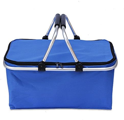 Picnic Basket for Outing,Decaral Picnic Tote Insulated Folding Cooler Picnic Basket Bag Perfect for Summer Picnics, Farmers Markets (Blue)