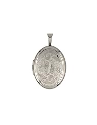 Sterling Silver Oval Shape Flower Design Sterling Silver Locket