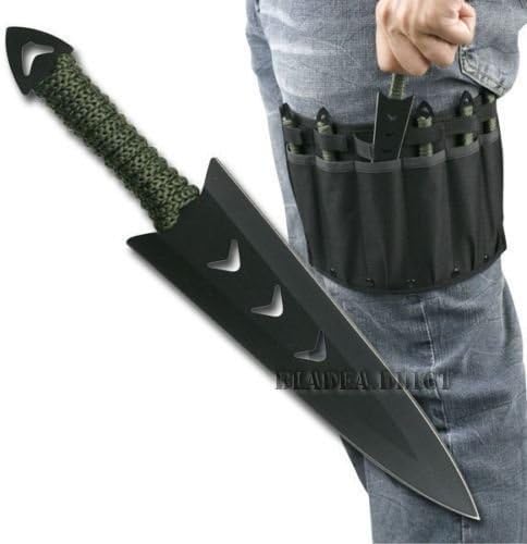 6PC Ninja Naruto Tactical Combat Hunting Kunai Throwing Knife Set w/ Sheath Case
