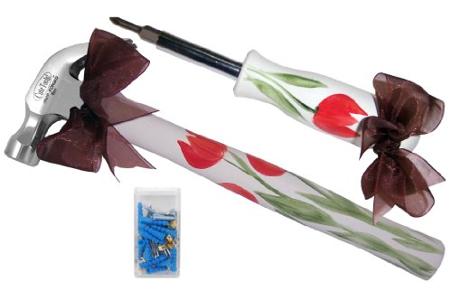 CuteTools! 13333 Home Essential Kit, Includes a Hammer, 4-in-1 Screwdriver and Assorted Fasteners, Tulip