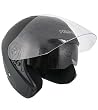 Hawk Flat Black Dual Visor Open Face Motorcycle Helmet - Color : black - Size : Large