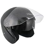 Hawk Flat Black Dual Visor Open Face Motorcycle Helmet