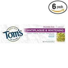 Tom's of Maine Natural Antiplaque,Tartar Control and Whitening Toothpaste, Fennel, 6-Ounce Tubes (Pack of 6)