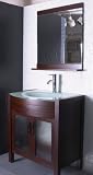 30 Bathroom Cabinet Tempered Glass Sink Soft Closing Doors Mirror/Shelf Faucet Drain Trap, Dark espresso New #2140