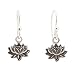 Small Detailed Lotus Blossom Flower Dangle Earrings in Sterling Silver, #7435