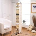 H & L Russel Shoe Organiser 10 Pocket, Creme with Caramel Trim, 127 x 15 x 30 cm