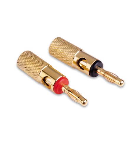 Vanco FRO503RX Gold Plated Banana Plugs, 1 Pair (Red, Black)