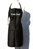 Black Embroidered Apron Sous Chef