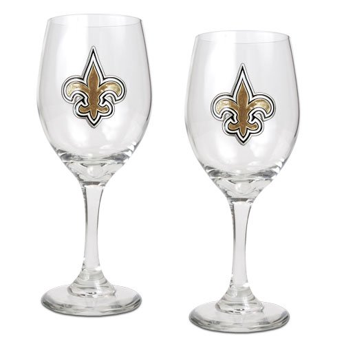 New Orleans Saints NFL 2pc Wine Glass Set - Primary Logo