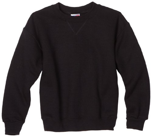 MJ Soffe Big Boys' Crew Sweatshirt, Black, Medium