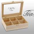 Teedose aus Holz mit Aufschrift und Sichtfenster