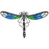 Sterling Silver Multi Color Enamel Dragonfly Brooch, 2 5/8 in. (61mm) wide