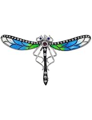 Sterling Silver Multi Color Enamel Dragonfly Brooch, 2 5/8 in. (61mm) wide