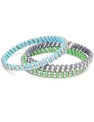 Beyond Rings Faux Suede and Cubic Zirconia Set of 3 Blue Bangle Bracelet