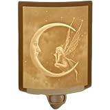 FAIRY SPIRIT AND MOON - CURVED PORCELAIN - LITHOPHANE NIGHT LIGHT - DESIGNED BY DAVID DELMARE