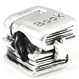 OHM Sterling Silver School Book Bead European Charm fits 3mm Cable Bracelet