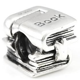 OHM Sterling Silver School Book Bead European Charm fits 3mm Cable Bracelet
