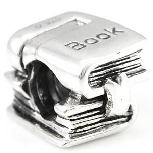 Sterling Silver School Book Bead European Charm fits 3mm Cable Bracelet