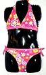 Girls 2 Pc Bikini Bra Top with Tie Sides Bottom - HotPinkFloral