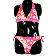 Girls 2 Pc Bikini Bra Top with Tie Sides Bottom - HotPinkFloral