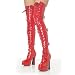 ELECTRA 5 Inch Stack Heel w/1 1/2 Inch Platform Boots Red Stretch Patent Pleaser