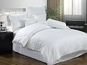 Chezmoi Collection 7 Pieces White Cotton Damask Stripe Comforter/bed-in-a-bag Set Queen Size Bedding