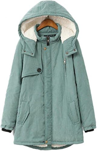 Women's Cashmere Coat Hooded Wadded Jacket Plus Size HL249(Green,2X)
