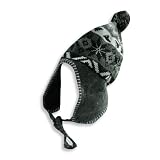 Winter Warm-Up - Mens Jacquard Knit Hat, Grey, Black