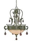 Tracy Porter by Savoy House 7-1236-3-255 Artisan Silver Monterosso Tuscan Three Light Down Lighting Bowl Pendant featuring Amber Crystals from the Monterosso Collection