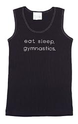 Girls Tank Shirt Black Gymnastics with Crystal Design "Eat, Sleep, Gymnastics"