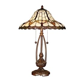 Dale Tiffany TT101374 Esterlund Table Lamp, Antique Bronze and Art Glass Shade