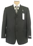 Kenneth Cole - Kenneth Cole Mens Single Breasted 3 Button Black Pinstripe Wool Suit - Size 44L
