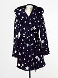 Ladies La Senza Robe Small Hooded Dressing Gown Knee Length Navy White Stars New