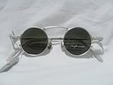SILVER 1920's Style Small Round KOURE SUNGLASSES / Model# 8104 / New In Box with Cleaning Cloth & Lens Size Fitter, Round / Vintage Retro Style Mens Womens