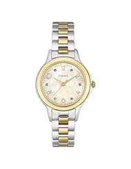 Timex Womens T2M579 Diamond Accented Two-Tone Stainless Steel Bracelet Watch