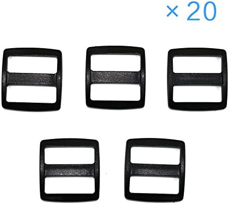 BUYBEST 20 PCS 3/8" (10mm) Black Plastic Tri-glide/Triglide Buckles for Belt Backpack with Free Cable Tie