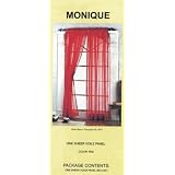 2 Sheer Voile Curtains 58 W x 63 L - Red by 